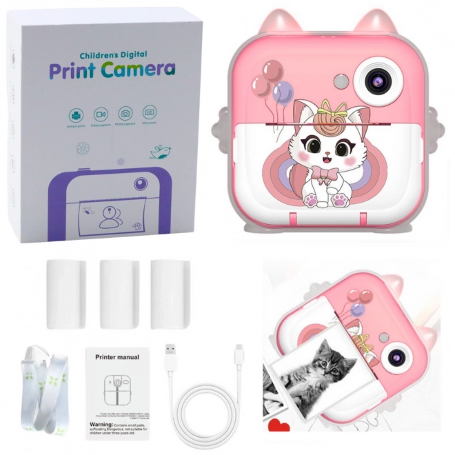 Directe camera met thermoprinter Kat Roze