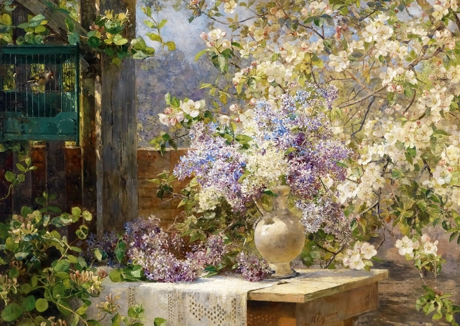 Puzzle Marie Egner: In the Blooming Arbor 1000 Pieces