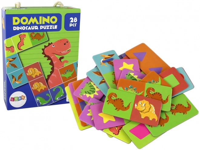 Puzzelspel Dubbelzijdige domino Dinosaurussen - 28 stukken