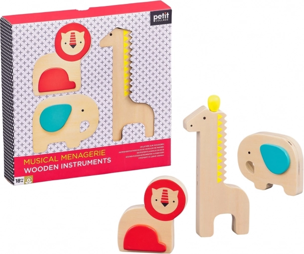 Petit Collage muzikaal dierenorkest – houten muziekinstrumenten voor kinderen, 3 st.