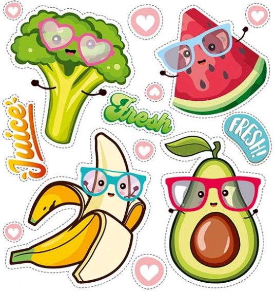 Autocollants thermocollants fruits joyeux