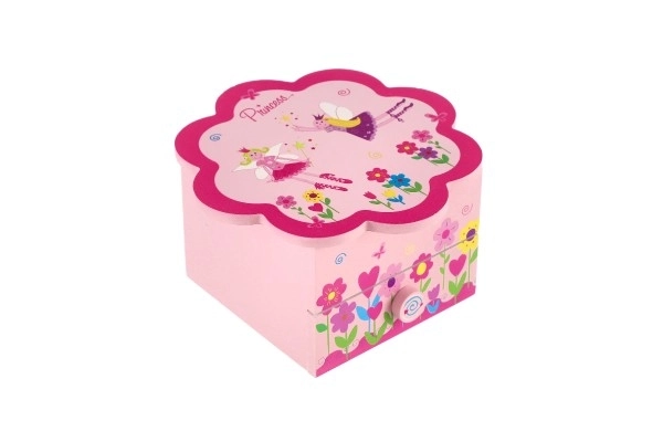 Sieradenkastje Princess hout muziek bloempot lade 14,5x8x14,5cm