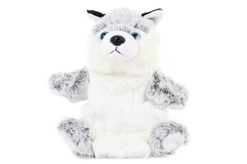 Pluche Hond Husky marionet 25 cm