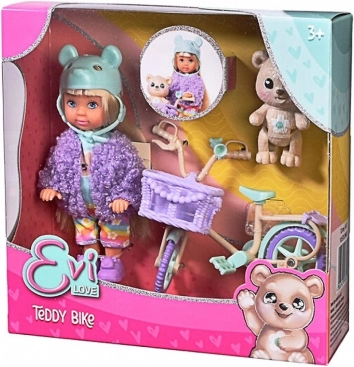 Evi Love vélo ourson avec panier et petit ours en peluche