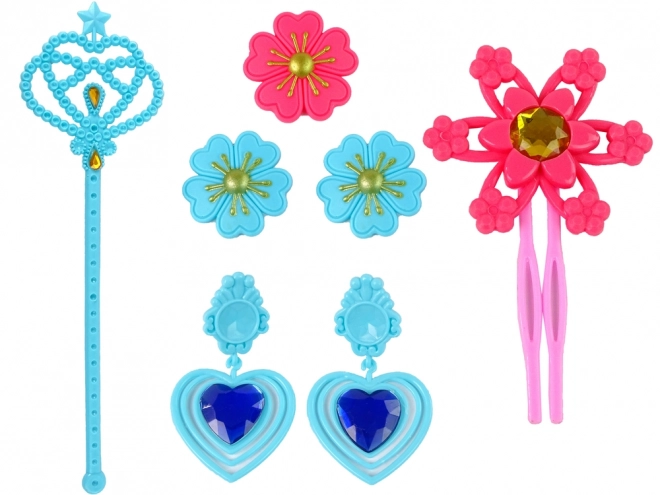 Leuke set schoonheid met blauwe sandalen en accessoires