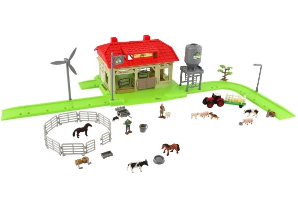 Set van boerderij thuis met dieren en tractor