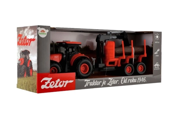 Tractor Zetor met aanhanger en laadarm
