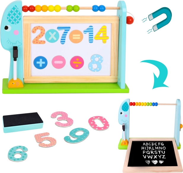 Tooky Toy Wooden Double-Sided Magnetic and Chalk Board