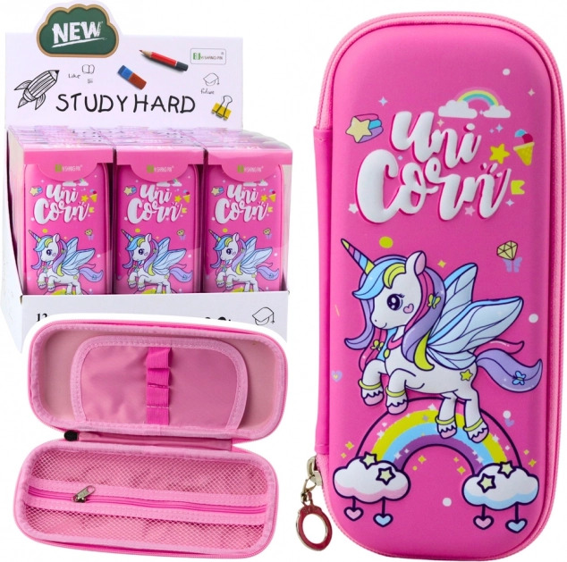Sturdy School Pencil Case Unicorn Pink