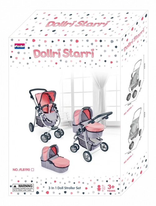 Kinderwagen für Puppen 3-in-1