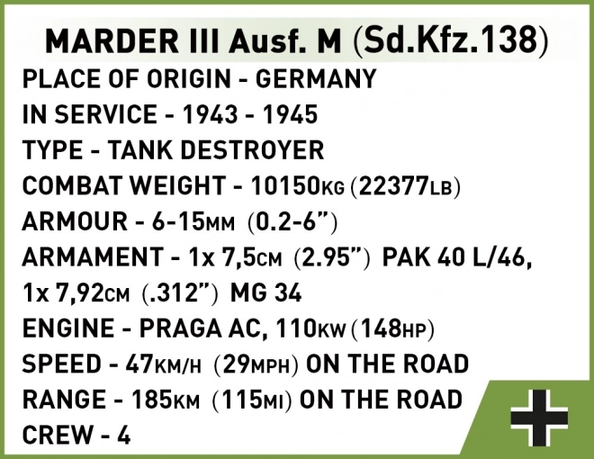 COBI 2282 II WW Marder III Ausf. M, 1:35, 367 st, 1 f