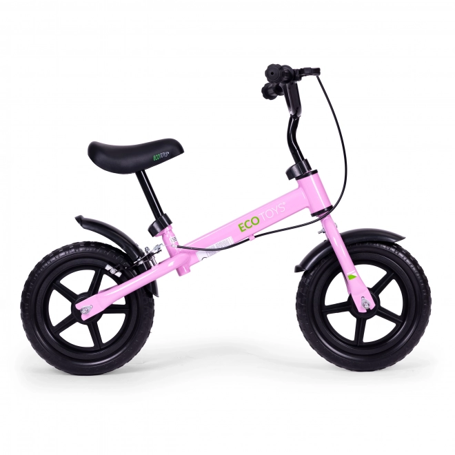 Ecotoys Vélo d'équilibre enfant avec frein roues EVA rose
