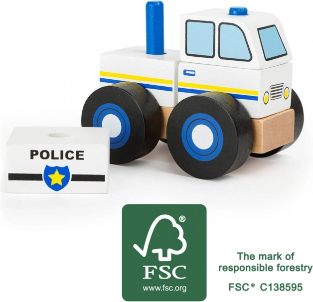 Voiture de police en bois à empiler