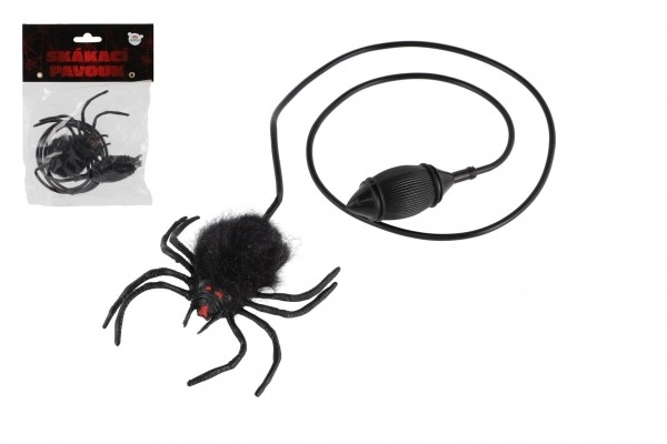 Springende spin pluche/plastiek 7cm in zak 14x19x3cm