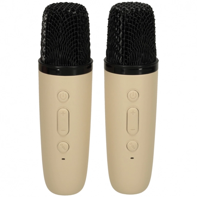 Karaoke set 2 microfoons + draagbare luidspreker BLUETOOTH USB LED beige kleur