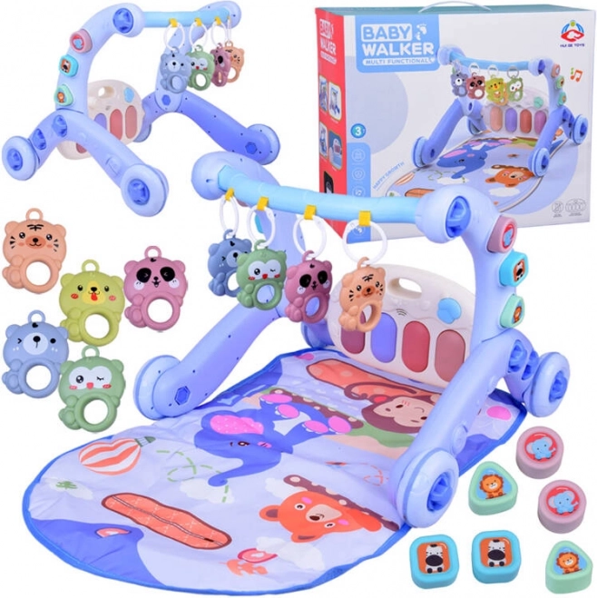 3-in-1 Educational Play Mat with Push Walker and Musical Piano for Babies
