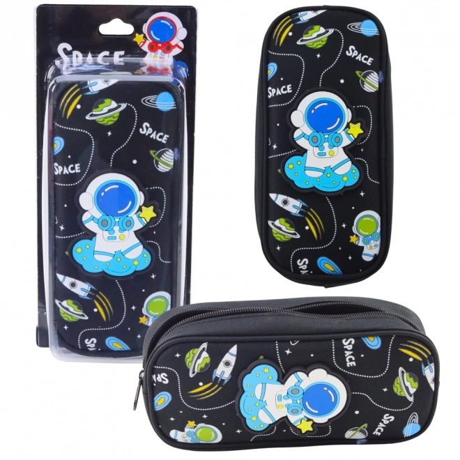 Federmäppchen Space mit Astronaut, zwei Taschen, schwarz