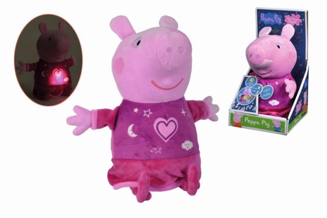 Peppa Pig 2-in-1 pluchen slaapknuffel, speelt + licht, roze, 25 cm