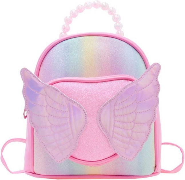 Children's Pink Backpack with Glittery Wings