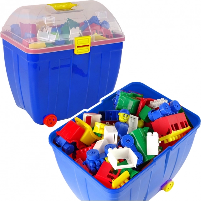 Large Suitcase with Colorful Blocks 280 Pieces Blue