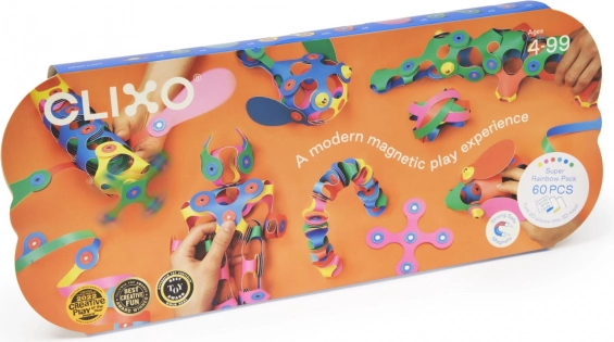 Cubes magnétiques Clixo Super Rainbow, 60 pièces