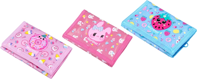 Portefeuille en tissu pour fille Keyroad avec fermeture velcro, 3 motifs