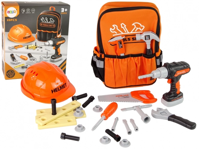 Kinderset Werkzeug mit Rucksack und Helm