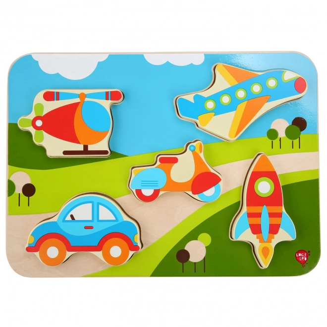 Lucy & Leo Vervoermiddelen - houten insteekpuzzel 6 delen