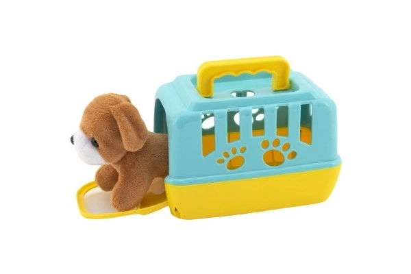 Dierenvriendje hondje pluche in draagbare doos plastic 15cm gemengde kleuren 12 stuks in doos
