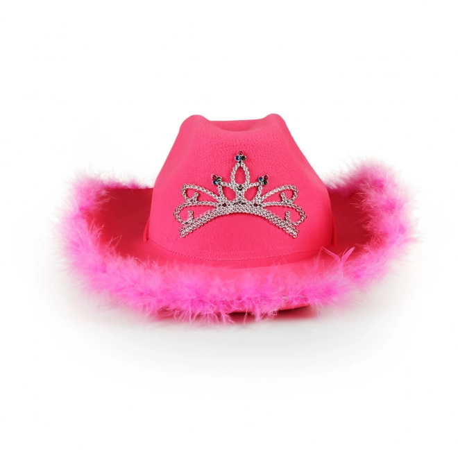 Roze dames cowboyhoed met kroon