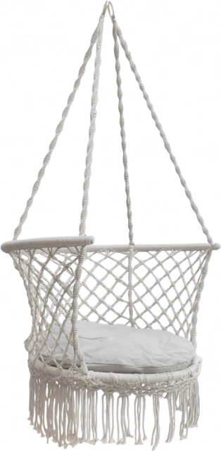 Tuinschommel nest met rugleuning grijs 80 cm 150 kg