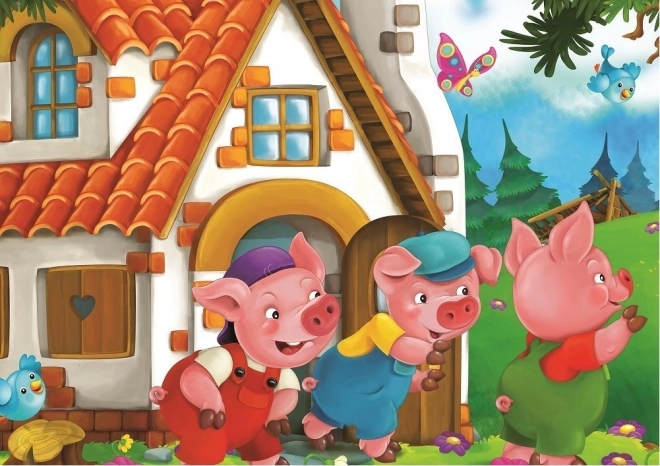 ART PUZZLE Les trois petits cochons – set de 2 puzzles (24 et 35 pièces), 34 × 24 cm