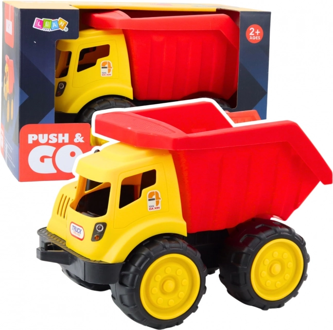 Grand tombereau pour enfants pour le sable - Véhicule de chantier rouge et jaune
