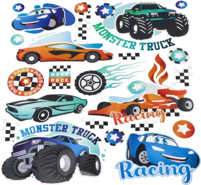 Autocollants thermocollants Monster Truck – grande planche 20 × 30 cm