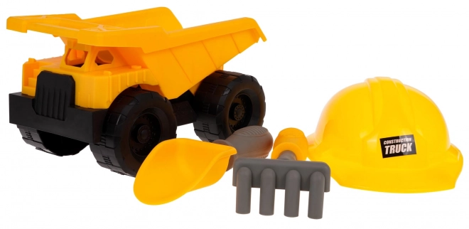 Bouwvoertuig met helm en accessoires