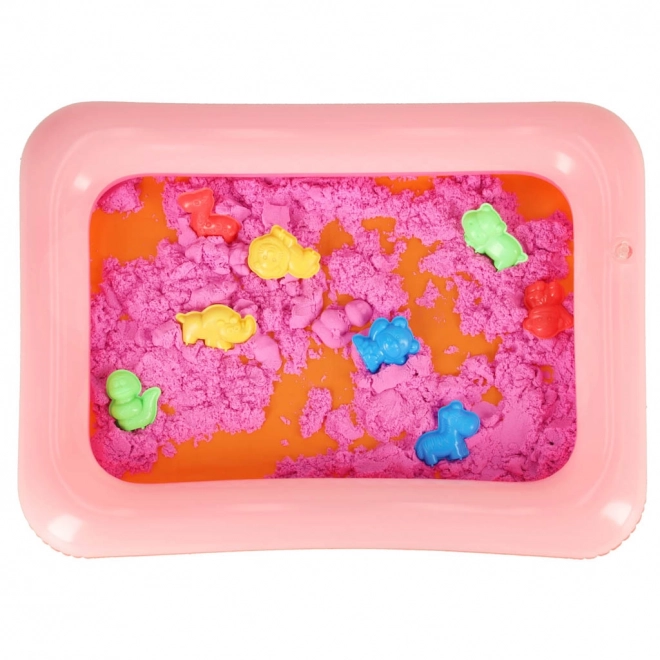 Kinetisch zand beige 1 kg met vormpjes – Roze