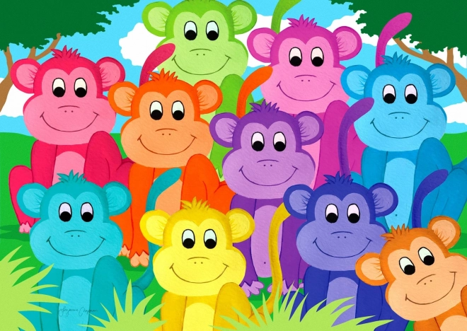 ENJOY puzzel Regenboog Aapjes – 1000 stukjes