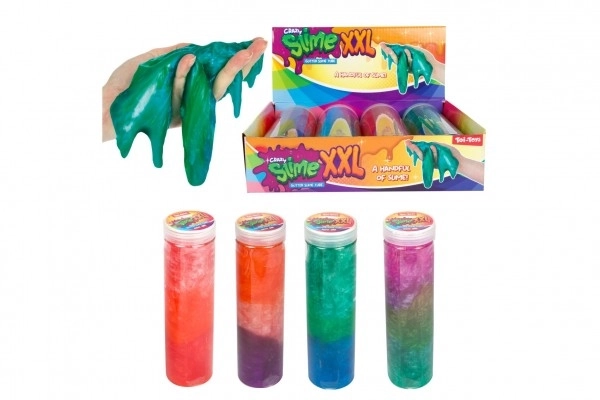 Slijm - glinsterend 400g 20cm in plastic buis 4 kleuren 4 stuks in doos