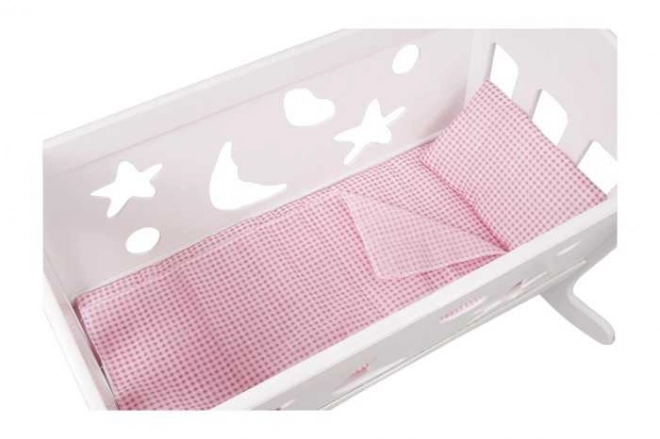 Wooden Doll Cradle with Blanket and Pillow
