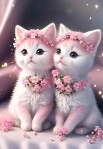 Diamantschilderen Roze kittens 30x40cm