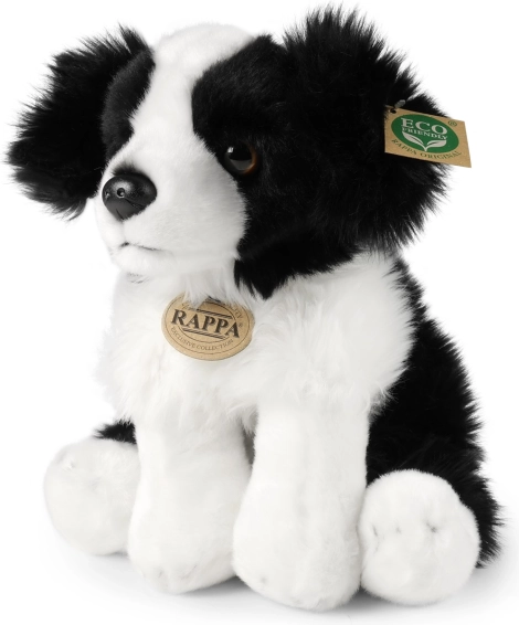 chien en peluche border collie assis 30 cm éco‑responsable