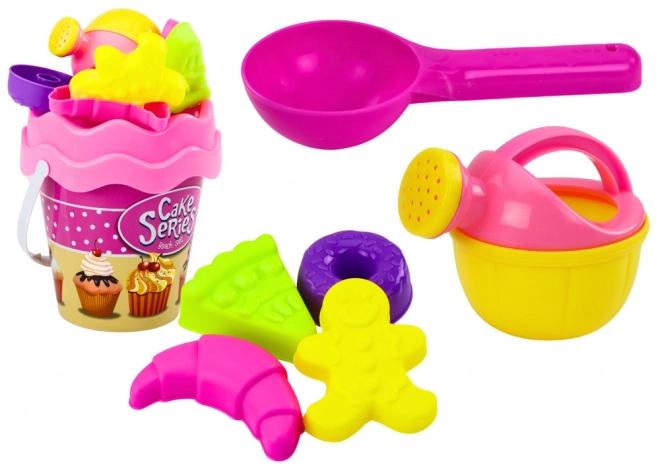 Zandset Emmer voor Gieten Roze Snoepjes 8 stuks.