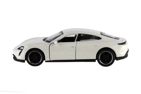 Auto Welly Porsche Taycan Turbo S metaal/plastic 12cm 4 kleuren op terugtrek mechanisme 12 stuks in doos