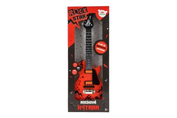 Elektrische Gitaar ROCK STAR plastic 58cm op batterijen met geluid, licht in doos 24x62x5,5cm