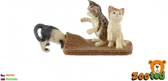 Domestic cat 3 pcs zooted plastic 7 cm in bag
