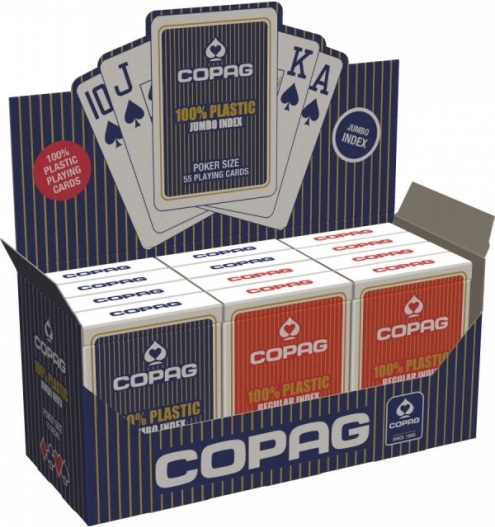 Cartes de poker en plastique PKJ – rouges, grand index
