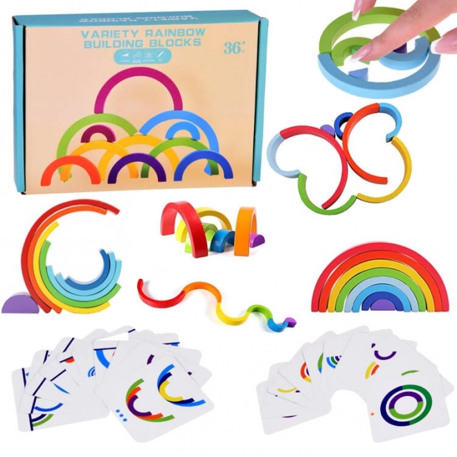 Montessori educatieve houten puzzel kleurrijke regenboog + taken ZA5328