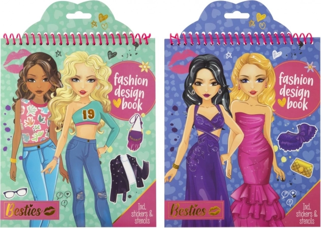 Besties Fashion Design Book with Stickers and Stencils