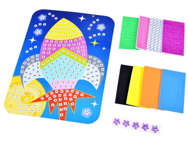 Schuim mozaïek creatieve sticker mozaïek Raket ZA3276