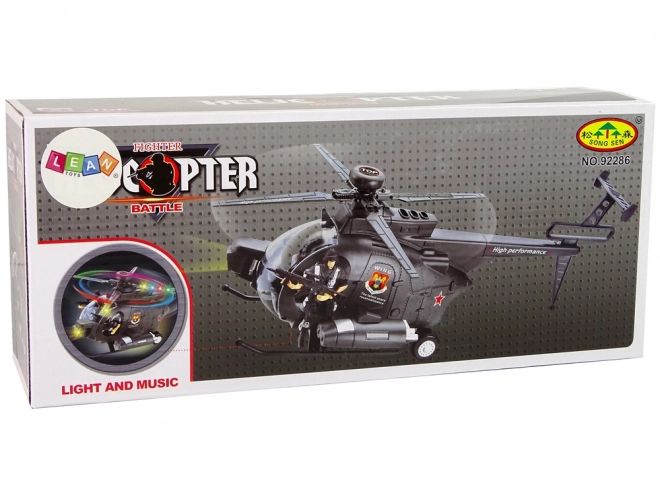 Military Helicopter with Wings and Light Effects on Batteries